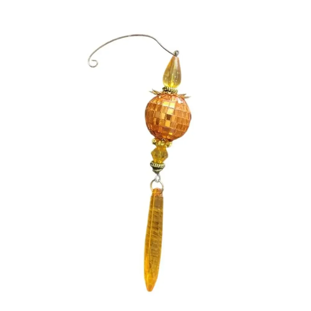 Vintage Finial Chandelier Christmas Ornaments Lot of 4 MCM Amber Gold‎